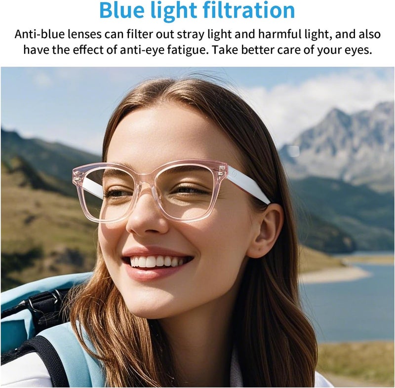 Tulbeys Smart Glasses for Women, AI Translation Bluetooth Glasses, Real-Time Translator, Open Ear Blue Light Filtering Lenses, Supports 165+ Languages, language translator for Traveling Learning(Clear) - Image 5